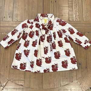 Hugo loves tiki brown squirrel bow dress girls 2T organic tie collar